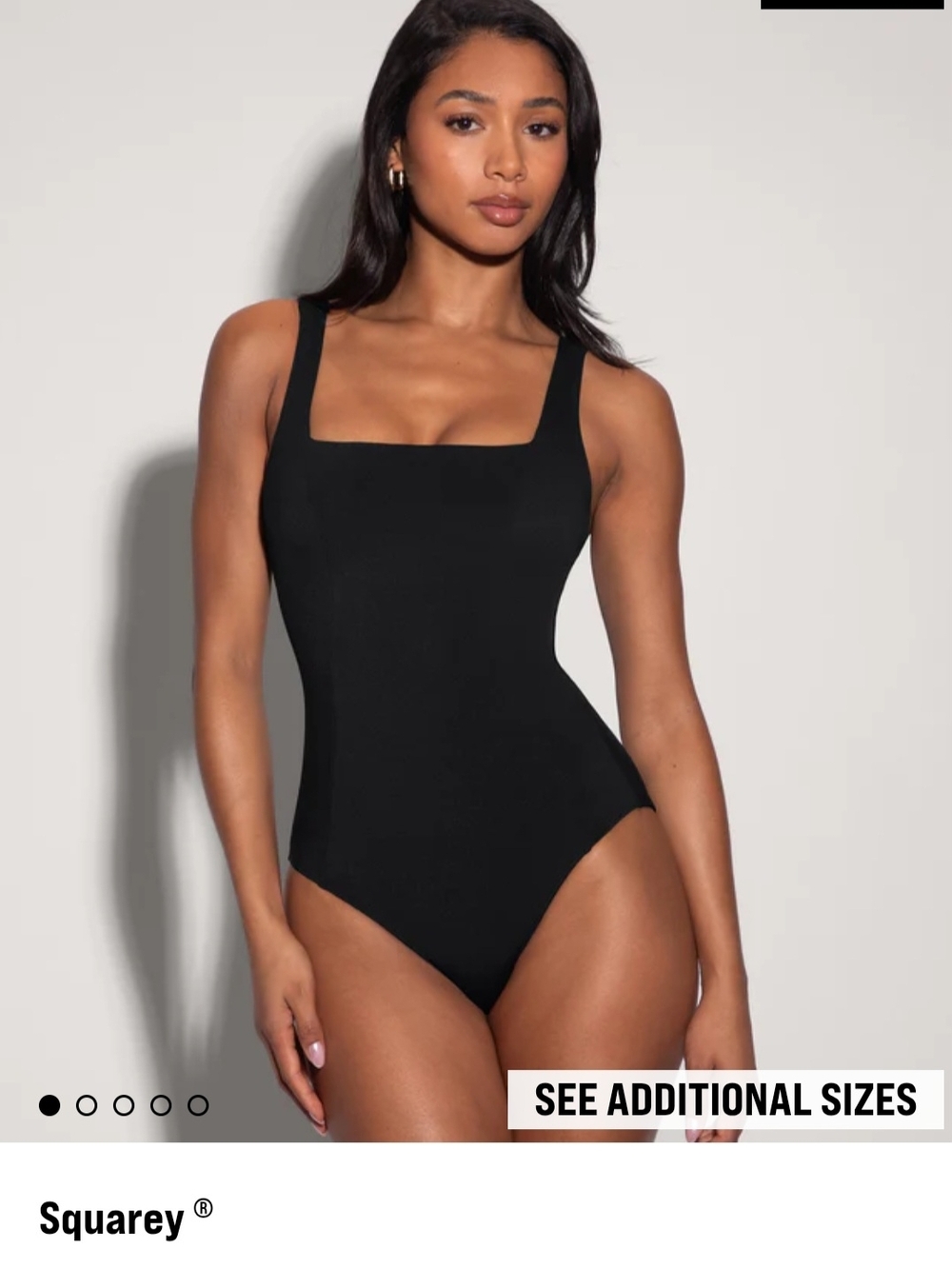 Tall LONG L Squareay Classic Black Square-Neck One-Piece Swimsuit